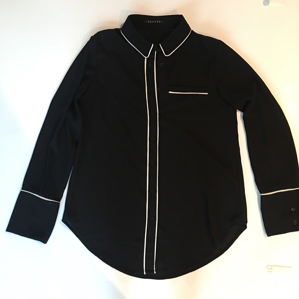 Decker Pajama-Style Button Down Blouse, Size S